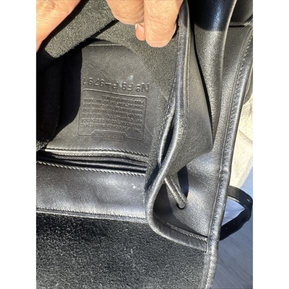 Vintage COACH Black Leather Backpack Daypack Bag Drawstring - Picture 10 of 11